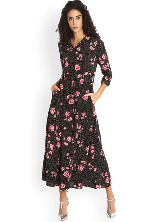 Gipsy Women Black Printed Fit and Flare Dress