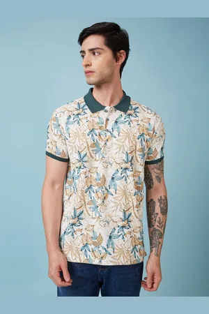 Status Quo Men Floral Printed Polo Collar Regular Fit T-shirt