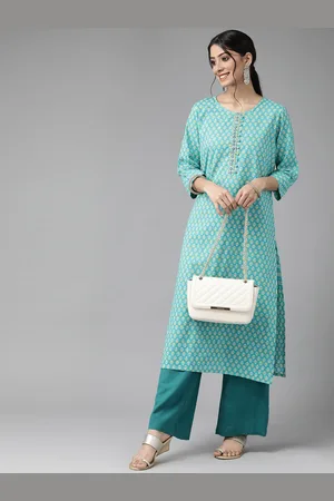 Cayman Women Turquoise Blue Ethnic Motifs Printed Kurta