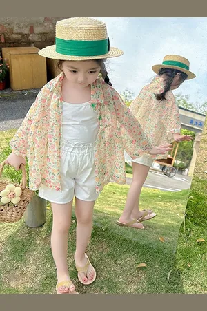 LULU & SKY Girls Floral Opaque Printed Casual Shirt