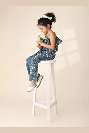 Fabindia Girls Printed Cotton Basic Jumpsuit