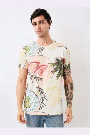 SPYKAR Men Graphic Printed Round Neck Cotton Slim Fit T-shirt