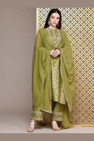 House of Pataudi Floral Embroidered Sequinned Jashn Kurta with Palazzos & With Dupatta