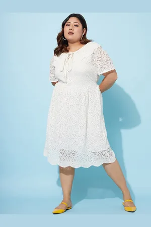 ATHENA Tie-Up Neck Lace Fit & Flare Dress