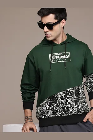 Roadster The Lifestyle Co. Printed Hooded Pure Cotton Oversized Sweatshirt