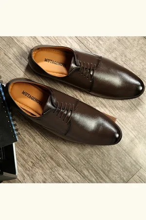 MUTAQINOTI Men Brown Solid Formal Oxfords
