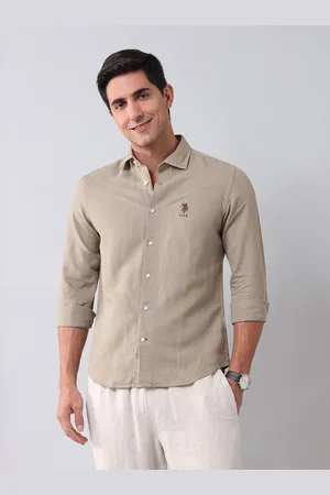 Ralph Lauren Men Classic Fit Spread Collar Solid Linen Casual Shirt