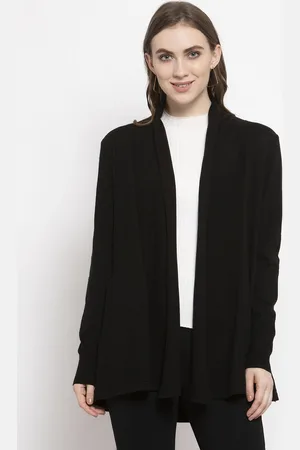 Gipsy Women Black Solid Front-Open Acrylic Sweater