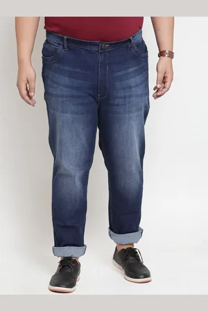 Pluss Plus Size Men Blue Comfort Regular Fit Heavy Fade Stretchable Jeans