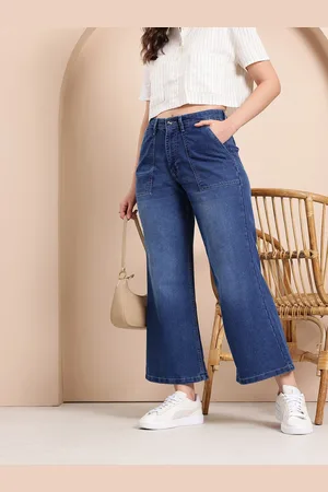 Mast & Harbour Women Light Fade Flared Baggy Stretchable Jeans