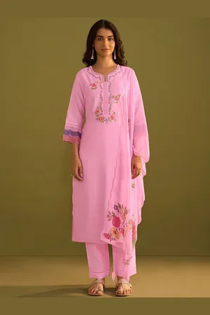 Indo Era Women Floral Embroidered Regular Thread Work Kurta with Trousers & With Dupatta