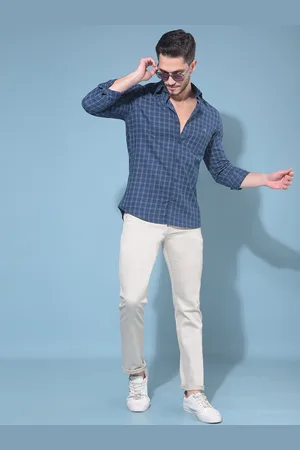 Crimsoune Club Classic Slim Fit Cotton Checked Casual Shirt