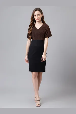 Latin Quarters Embellished V-Neck Flared Sleeves Sheath Party Dress