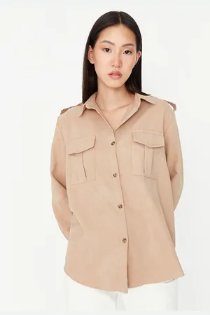 Trendyol Women Beige Long Sleeves Regular Fit Casual Shirt