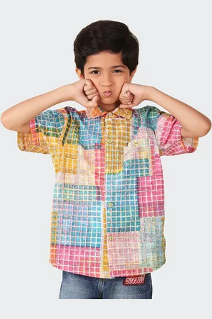 Fabindia Boys Checked Spread Collar Cotton Casual Shirt