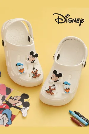 Yellow bee Boys Printed White Clogs