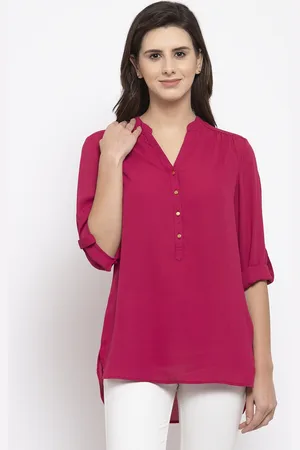 Gipsy Women Maroon Solid High-Low Top