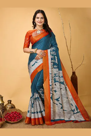 HERE&NOW Kalamkari Kanjeevaram Saree