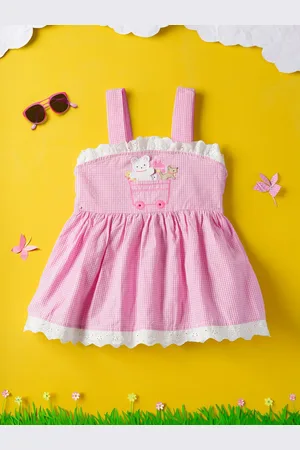 Nauti Nati Infants Checkered Sleeveless Applique Back Smocked Cotton Fit & Flare Dress