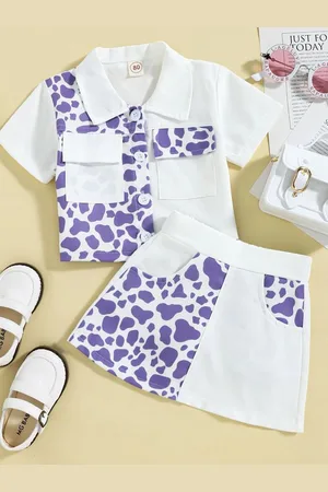 LULU & SKY Girls Printed Shirt with Skirt