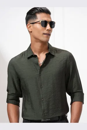 Highlander Men Crushed Textured Solid Occasion Shirt