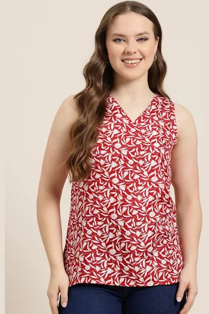HERE&NOW Floral Printed V-Neck Kurti