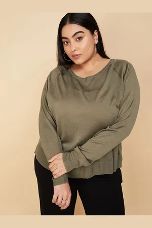Max Collection Women Plus Size Cotton Round Neck Long Sleeves Top