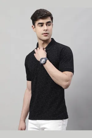 Obaan Men Printed Polo Collar Indigo Pockets T-shirt