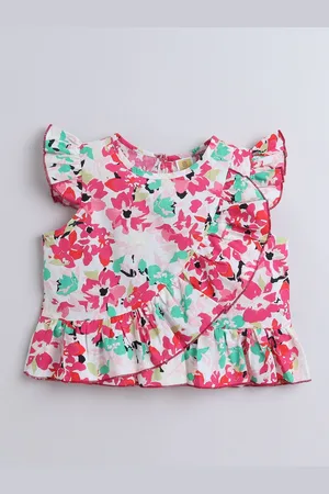 AWW HUNNIE Floral Print Flutter Sleeve Top