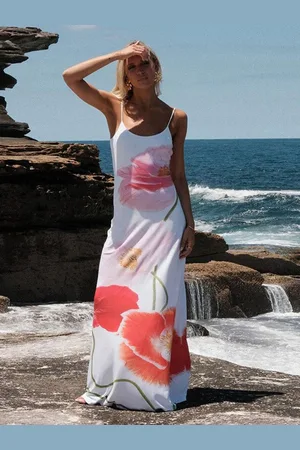all about you White Tie and Dye Sheath Maxi Dress