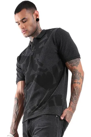 WROGN Men Abstract Printed Polo Collar Cotton Slim Fit T-Shirt