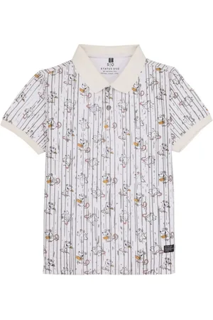Status Quo Boys Printed Polo Collar Applique T-shirt