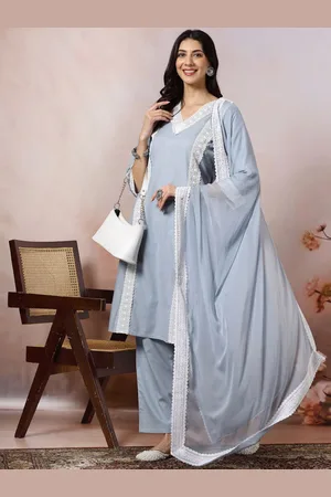 Lakshita Women Ethnic Motifs Regular Thread Work Pure Cotton Kurta with Trousers & With Dupatta