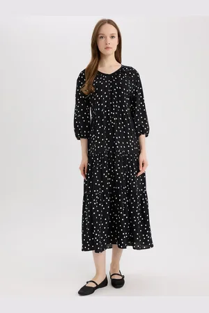DeFacto Polka Dot Print A-Line Midi Dress