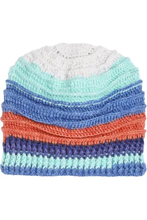Magic Needles Unisex Blue & Orange Colourblocked Beanie