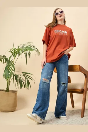 Mast & Harbour Women Printed Drop-Shoulder Sleeves T-shirt