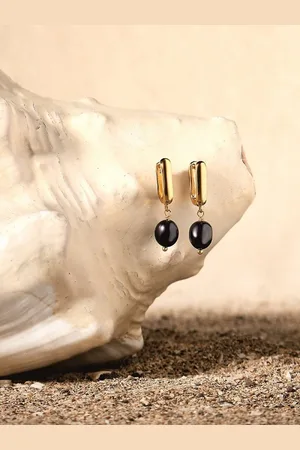 Accessorize London 14K Gold-Plated Z Pearl Huggie Earring