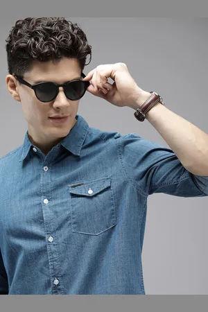The Bear House Men Slim Fit Opaque Denim Casual Shirt