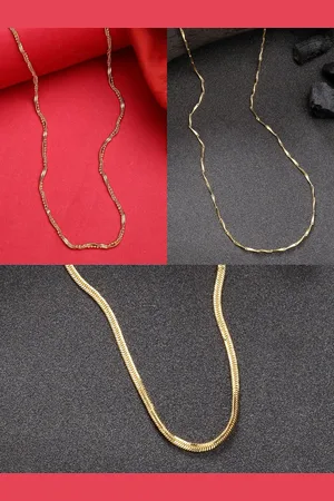 NVR Women Set of 3 Gold-Plated Minimal Chain