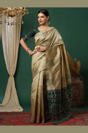 HERE&NOW Floral Zari Silk Blend Banarasi Saree