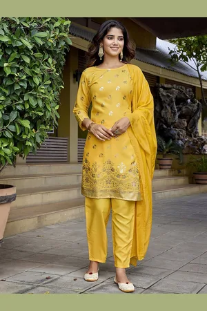 HERE&NOW Women Floral Printed Regular Kurta with Trousers & With Dupatta