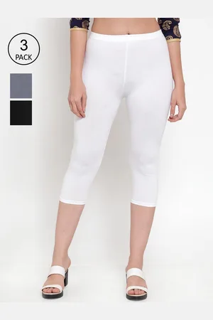 Jinfo Women Pack Of 3 Black Grey & White Capris