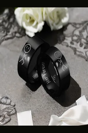 DIVASTRI Set Of 2 Engraved His Always Her Forever Promise Couple Rings