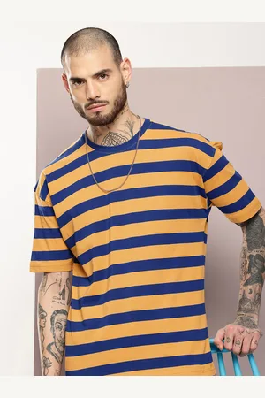 Kook N Keech Pure Cotton Striped Drop-Shoulder Sleeves Oversized T-shirt