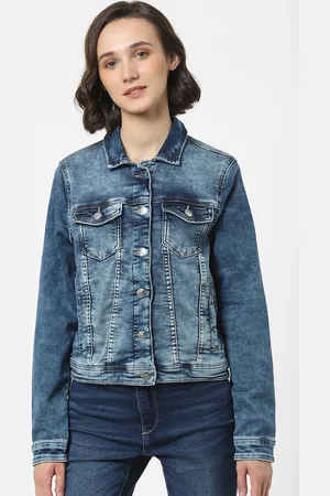 ONLY Women Blue Washed Lightweight Cotton Denim Jacket