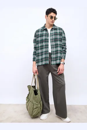 Styli Men Wide Leg Mid-Rise Pure Cotton Terry Track Pants