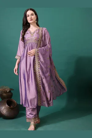 Kalini Women Ethnic Motifs Embroidered Regular Kurta with Palazzos & With Dupatta