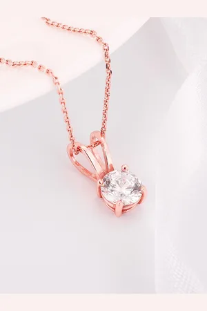 GIVA Rose Gold-Plated CZ-Studded Pendant With Chain