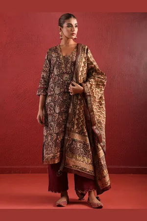 Jaipur Women Paisley Printed Regular Chanderi Silk Kurta with Trousers & With Dupatta