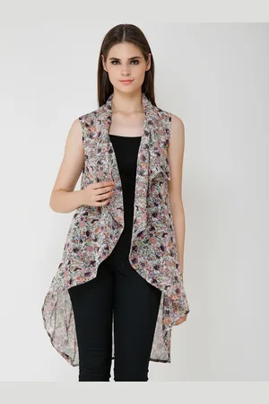 Cation Women Multicoloured Printed Open Front Shrug
